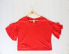 Remera Ruffled Coral - tienda online