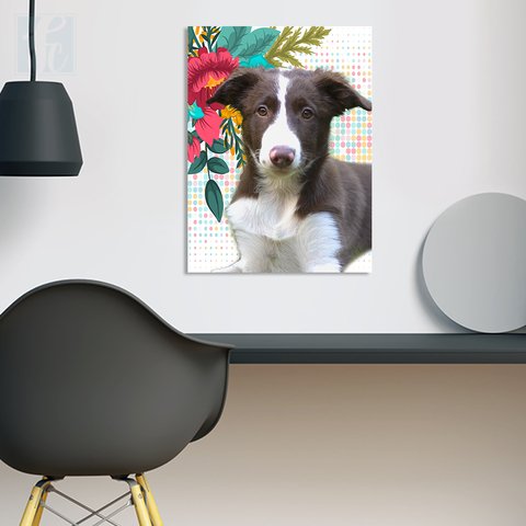 Placa Decor Pet Personalizada - Floral Quadriculado - comprar online