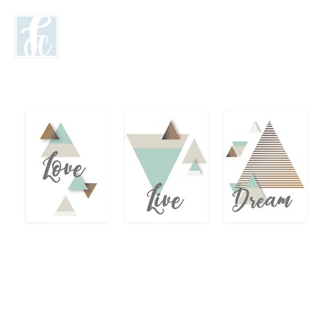 Placa Decor Kit Trio - Love, Live, Dream - comprar online