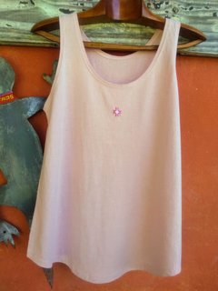 Musculosa de mujer estrella bordada rosa melange, gris melange, celeste melange