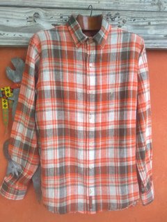 Camisa de hombre a cuadros bordo y naranja - comprar online