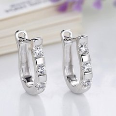 1Pair Sterling Silver Nice White Gemstones Women's Hoop Earrings na internet