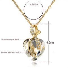 Gold Plated Jewelry Sets For Women Crystal Heart Necklace Earrings Jewellery Wedding Accessories - loja online