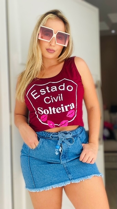 Cropped estado civil solteira vermelho