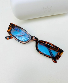 Óculos de sol Optimus vintage gatinho oncinha lentes azuis - comprar online