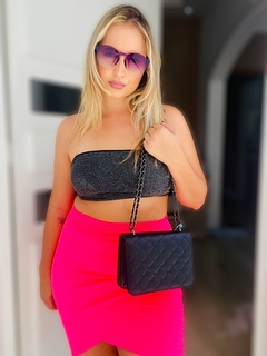 Cropped Top faixa preto lurex