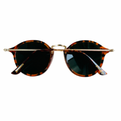 Óculos de sol Caleb redondo marrom tartaruga lentes verde - comprar online