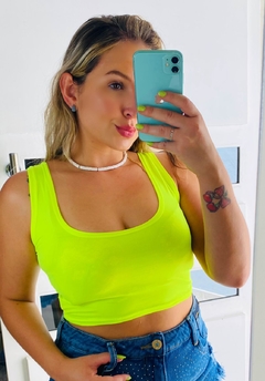 Cropped poliamida amarelo neon