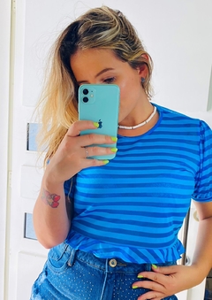 Cropped Camila azul listrado