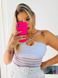 Body Bruna branco listrado com bojo