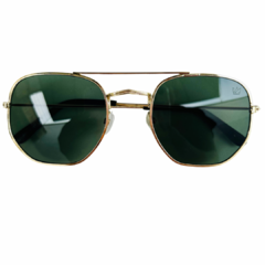 Óculos de sol Billie aviador quadrado dourado lentes verdes