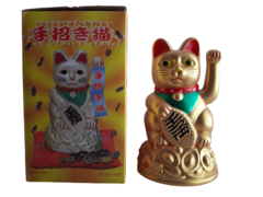 Gato de la Suerte Maneki Neko Color Dorado Nacarado - comprar online