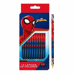 Lápices de Colores x 12 Unidades Spiderman Original Cresko Hombre Araña