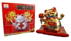 Gato de la Suerte Dorado y Rojo Solar - Maneki Neko - comprar online