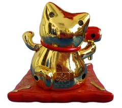 Gato de la Suerte Dorado y Rojo Solar - Maneki Neko - tienda online