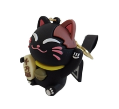 Llavero Gato de la Suerte Negro de Silicona - Aye & Marcos Toys