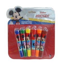 Marcadores Disney Junior con Sellitos 6 Colores Blow Pen Escolar Mickey Mouse Cresko