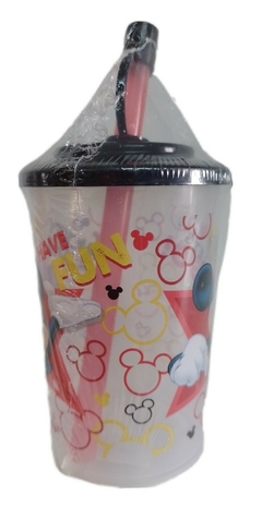 Vasito Mickey Mouse con Tapa y Sorbete Plástico Infantil 270 ml - Aye & Marcos Toys