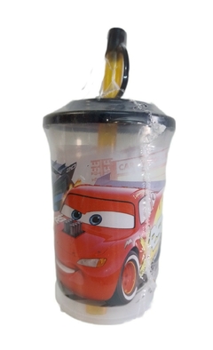 Vasito Cars con Tapa y Sorbete Plástico Infantil 270 ml