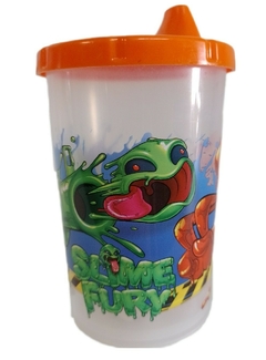 Vasito Infantil Slime Fury con Tapa Tomadora Plástico Infantil 270 ml - Tapa Naranja