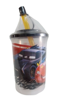 Vasito Cars con Tapa y Sorbete Plástico Infantil 270 ml - comprar online