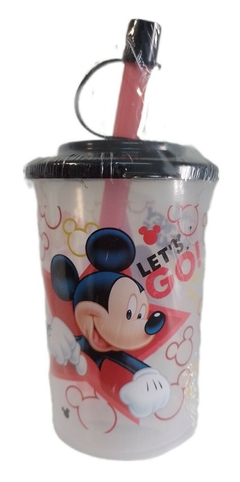 Vasito Mickey Mouse con Tapa y Sorbete Plástico Infantil 270 ml - comprar online