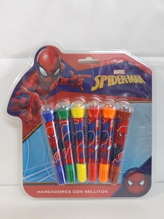 Marcadores Spiderman con Sellitos 6 Colores Blow Pen Escolar Cresko en internet