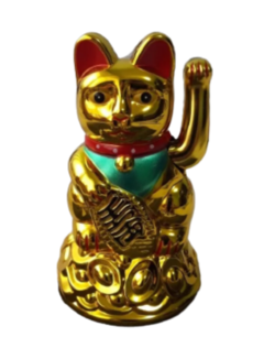 Gato de la Suerte Maneki Neko Dorado
