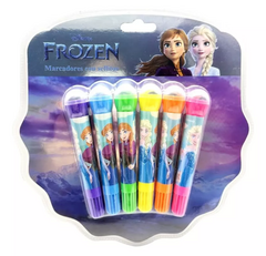 Marcadores Frozen con Sellitos 6 Colores Blow Pen Disney Escolar Cresko