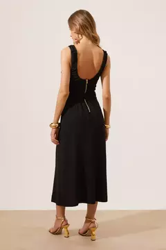 Vestido midi preto viscose Hit na internet