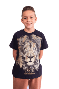 Camiseta Infantil Leão de Judá - Preto