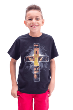 Camiseta Infantil Leão da Cruz - Preto