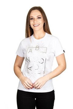 Camiseta Baby Look Abençoada - Branco