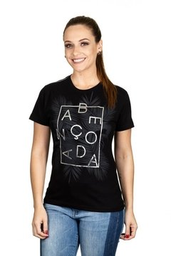 Camiseta Baby Look Abençoada - Preto