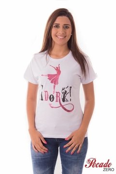 Camiseta Baby Look Bailarina Adore - Branco