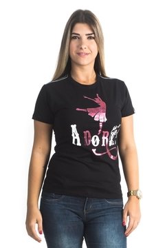 Camiseta Baby Look Bailarina Adore - Preto