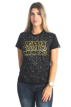 Camiseta Baby Look Jesus Luz do Mundo - Preto