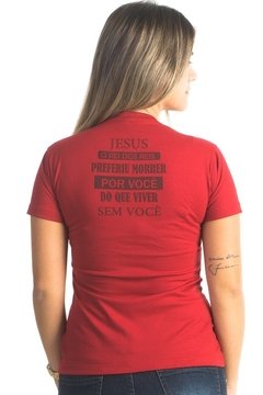 Camiseta Baby Look Jesus Rei dos Reis - Vermelho - comprar online