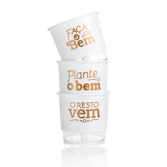 Conjunto Vaso 03 Plante O Bem Branco - Raiz