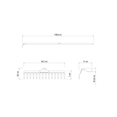 Ancinho Metalico Curvo 14 Dentes Cabo De Madeira 145Cm - Tramontina | 77100644 - comprar online