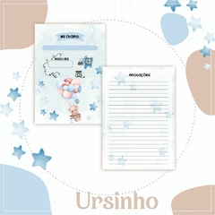 Caderneta de Saúde e Vacinação Personalizada com Capa Dura - Urso Azul Balões - comprar online