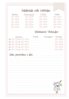 Caderneta de Saúde e Vacinação Personalizada com Capa Dura - Coala Baby Girl - loja online