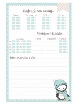 Caderneta de Saúde e Vacinação Personalizada com Capa Dura - Pinguim Cute - loja online