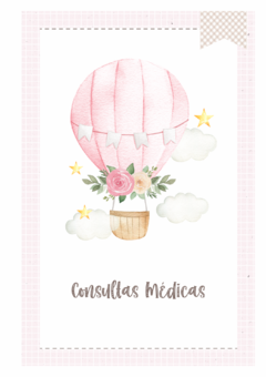 Imagem do Caderneta de Saúde e Vacinação Personalizada com Capa Dura - Monograma Balões Menina