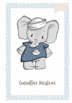 Imagem do Caderneta de Saúde e Vacinação Personalizada com Capa Dura - Elefante Marinheiro