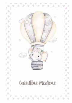 Imagem do Caderneta de Saúde e Vacinação Personalizada com Capa Dura - Elefantinha Floral