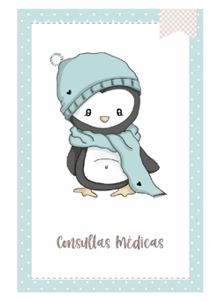 Imagem do Caderneta de Saúde e Vacinação Personalizada com Capa Dura - Pinguim Cute
