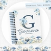 Caderneta de Saúde e Vacinação Personalizada com Capa Dura - Floral Azul Alfabeto