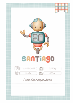 Caderneta de Saúde e Vacinação Personalizada com Capa Dura - Robô Amigo - comprar online