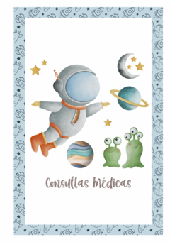 Imagem do Caderneta de Saúde e Vacinação Personalizada com Capa Dura - Monograma Astronauta Boy